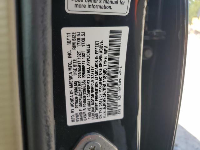 5J6RE4H70BL118580 - 2011 HONDA CR-V EXL BLACK photo 13