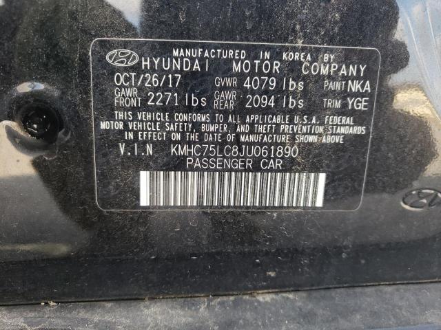 KMHC75LC8JU061890 - 2018 HYUNDAI IONIQ SEL BLACK photo 12