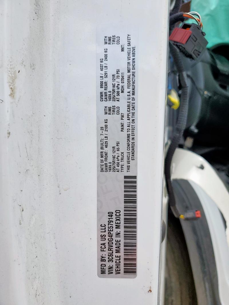 3C6LRVDG4PE579140 - 2023 RAM PROMASTER 2500 HIGH თეთრი ფოტო 12