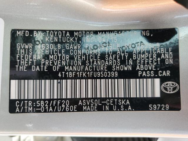 4T1BF1FK1FU950399 - 2015 TOYOTA CAMRY LE 米色 照片 12