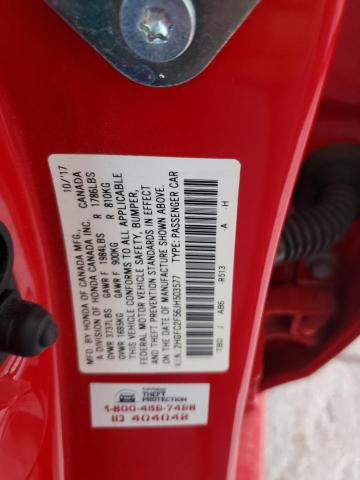 2HGFC2F56JH503577 - 2018 HONDA CIVIC LX RED photo 12