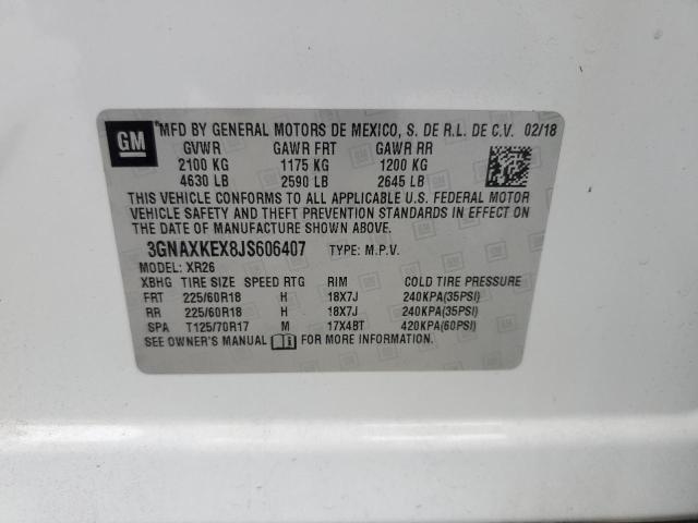 3GNAXKEX8JS606407 - 2018 CHEVROLET EQUINOX LT WHITE photo 13