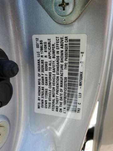 19XFB2F81CE337639 - 2012 HONDA CIVIC EX SILVER photo 12