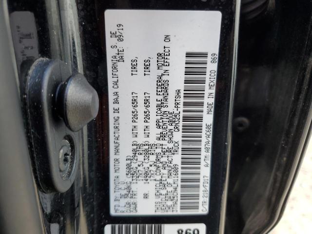 3TMAZ5CN4LM116009 - 2020 TOYOTA TACOMA DOUBLE CAB BLACK photo 12