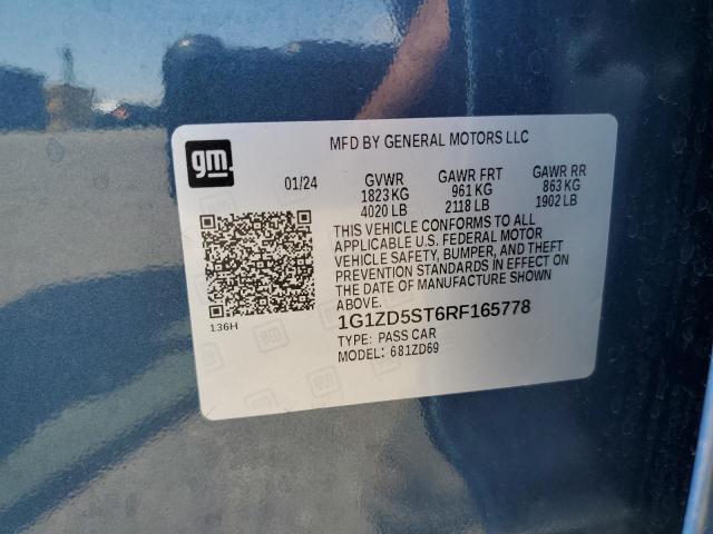 1G1ZD5ST6RF165778 - 2024 CHEVROLET MALIBU LT 蓝色 照片 12