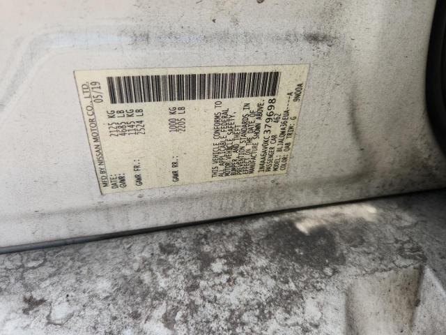 1N4AA6AV0KC379698 - 2019 NISSAN MAXIMA S თეთრი ფოტო 12