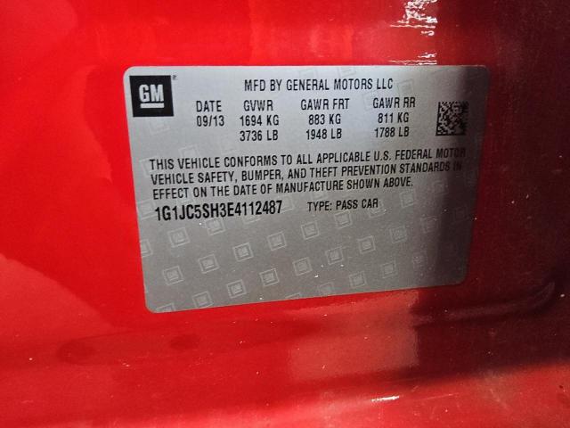 1G1JC5SH3E4112487 - 2014 CHEVROLET SONIC LT Rojo foto 12