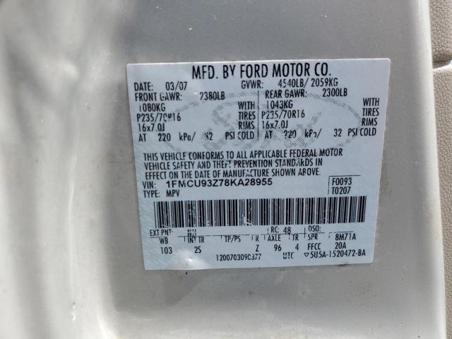 1FMCU93Z78KA28955 - 2008 FORD ESCAPE XLT SILVER photo 13