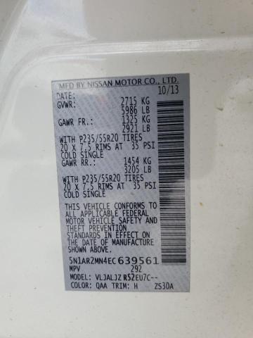 5N1AR2MN4EC639561 - 2014 NISSAN PATHFINDER S 白色 照片 13