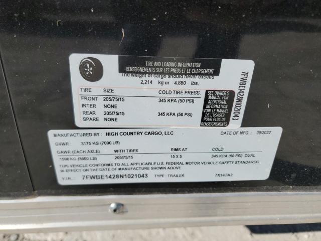 7FWBE1428N1021043 - 2022 HSPC 6X12 BLACK photo 10