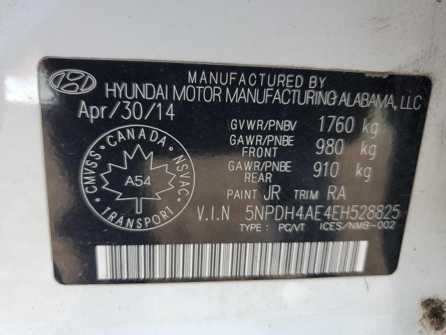 5NPDH4AE4EH528825 - 2014 HYUNDAI ELANTRA SE WHITE photo 12