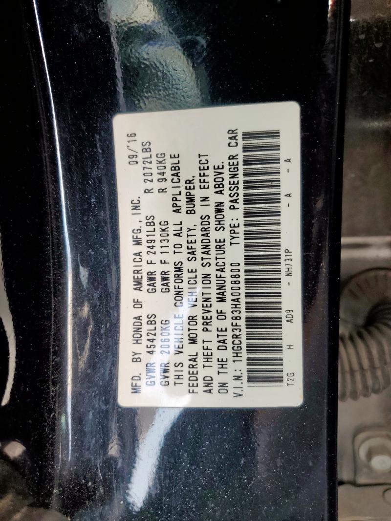 1HGCR3F83HA008800 - 2017 HONDA ACCORD EXL BLACK photo 13