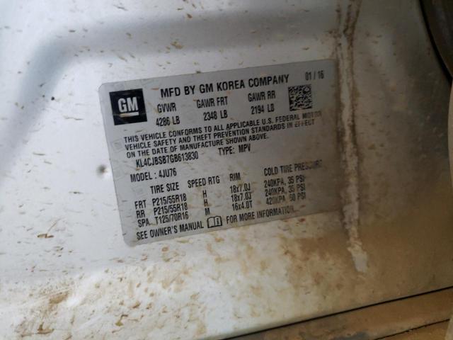 KL4CJBSB7GB613830 - 2016 BUICK ENCORE CONVENIENCE 银色 照片 12