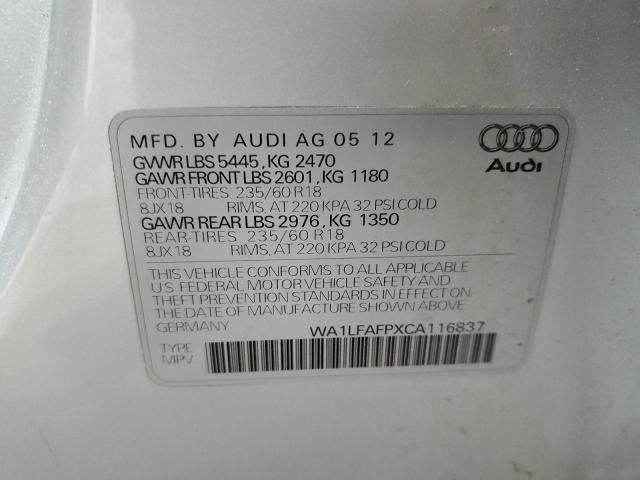 WA1LFAFPXCA116837 - 2012 AUDI Q5 PREMIUM PLUS SILVER photo 13