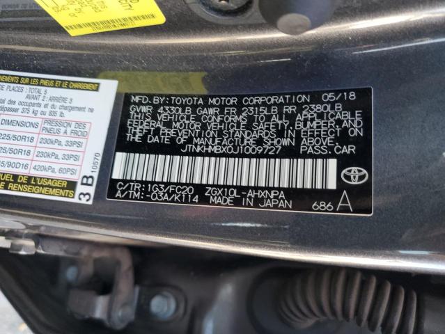 JTNKHMBX0J1009727 - 2018 TOYOTA C-HR XLE GRAY photo 14