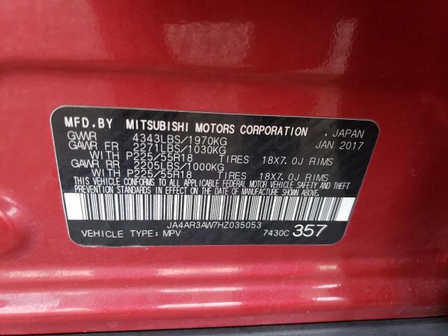 JA4AR3AW7HZ035053 - 2017 MITSUBISHI OUTLANDER ES RED photo 13