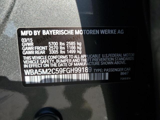 WBA5M2C59FGH99189 - 2015 BMW 535 IGT GRAY photo 12