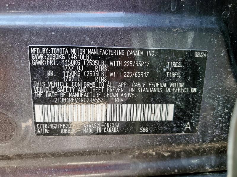 2T3H1RFV1RC294557 - 2024 TOYOTA RAV4 LE GRAY photo 13