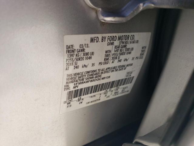 1FM5K8F85DGC48135 - 2013 FORD EXPLORER LIMITED Күміс фото 14