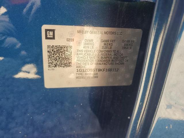 1G1ZD5ST8KF169112 - 2019 CHEVROLET MALIBU LT 蓝色 照片 13