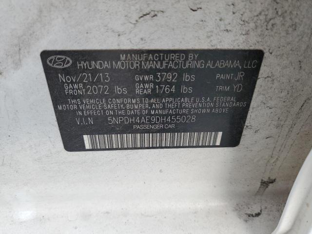 5NPDH4AE9DH455028 - 2013 HYUNDAI ELANTRA GLS WHITE photo 12