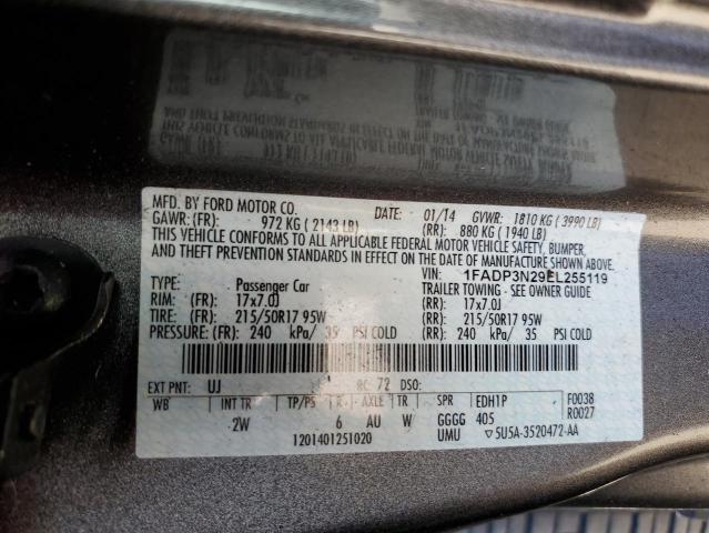 1FADP3N29EL255119 - 2014 FORD FOCUS TITANIUM GRAY photo 12