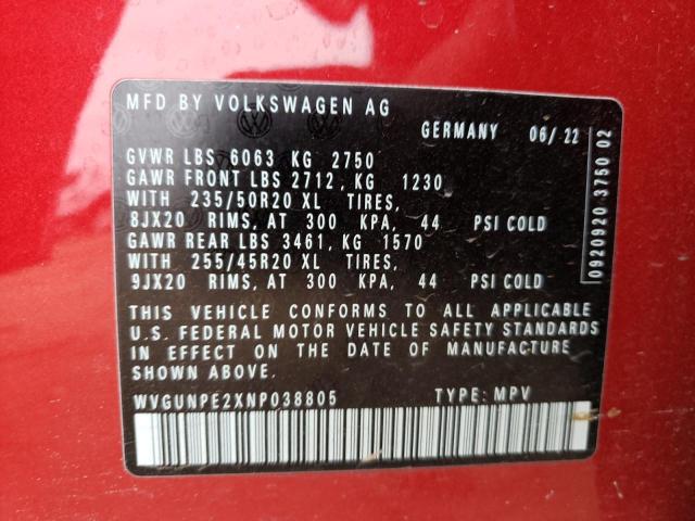 WVGUNPE2XNP038805 - 2022 VOLKSWAGEN ID.4 PRO S Qırmızı foto 13