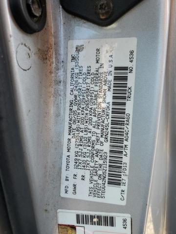 5TEUU42N05Z115923 - 2005 TOYOTA TACOMA ACCESS CAB Күміс фото 12