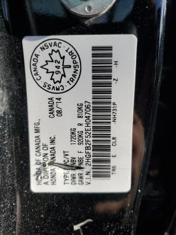 2HGFB2F52EH047067 - 2014 HONDA CIVIC LX Schwarz Foto 13