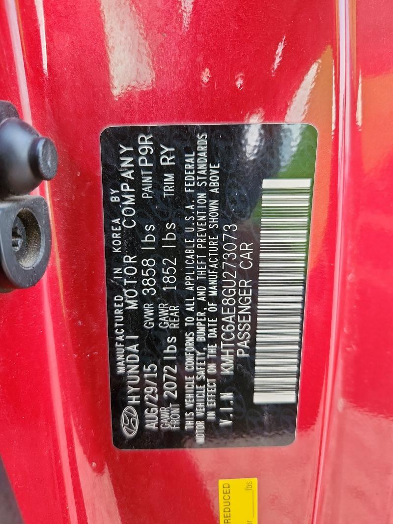 KMHTC6AE8GU273073 - 2016 HYUNDAI VELOSTER TURBO Qırmızı foto 13