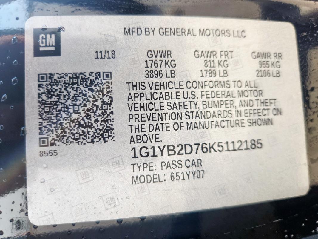 1G1YB2D76K5112185 - 2019 CHEVROLET CORVETTE STINGRAY 1LT BLACK photo 13