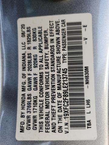 19XFC2F89LE213745 - 2020 HONDA CIVIC SPORT 银色 照片 13