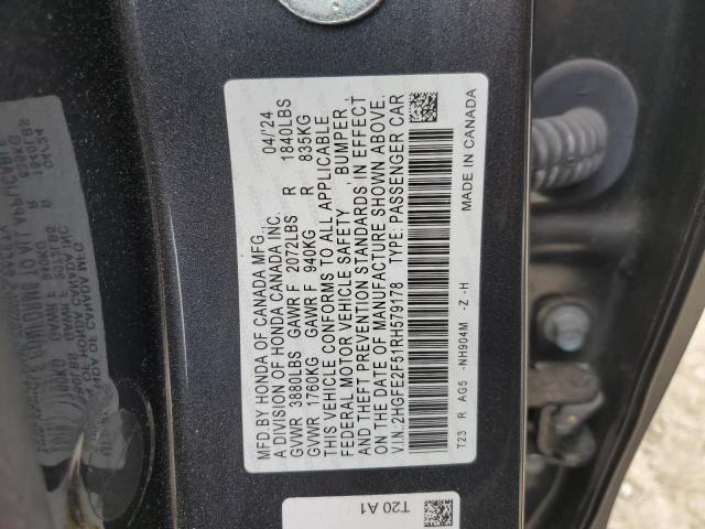 2HGFE2F51RH579178 - 2024 HONDA CIVIC SPORT 灰色 照片 13