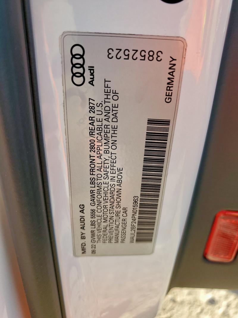 WAUL2BF24PN015963 - 2023 AUDI A6 PREMIUM PLUS WHITE photo 12