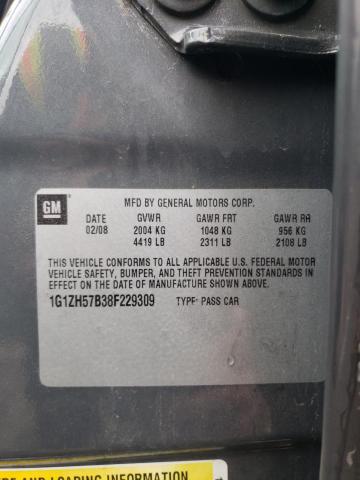 1G1ZH57B38F229309 - 2008 CHEVROLET MALIBU 1LT GRAY photo 12