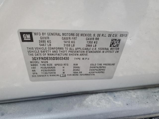 3GYFNDE35DS603430 - 2013 CADILLAC SRX PERFORMANCE COLLECTION Argent photo 12