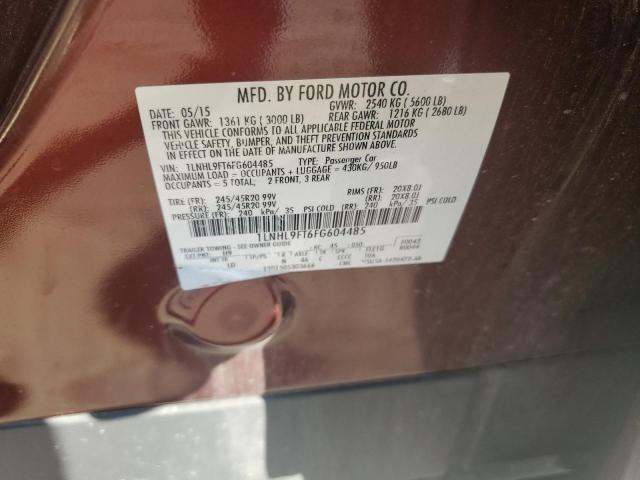 1LNHL9FT6FG604485 - 2015 LINCOLN MKS BROWN photo 12