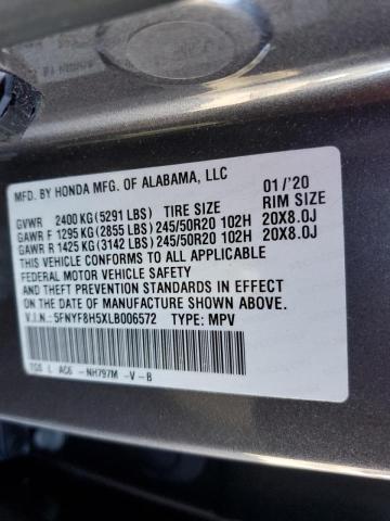 5FNYF8H5XLB006572 - 2020 HONDA PASSPORT EXL أسود صورة 12