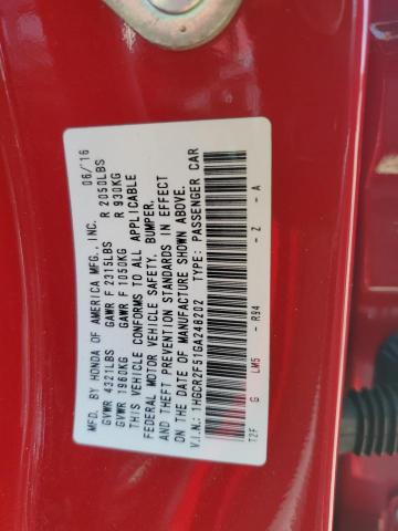 1HGCR2F51GA248202 - 2016 HONDA ACCORD SPORT RED photo 13