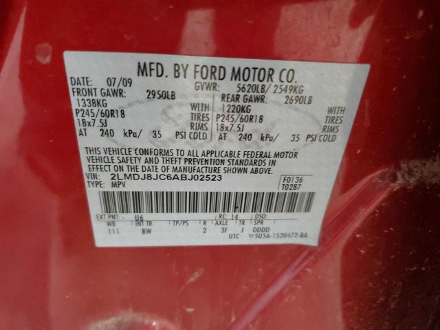 2LMDJ8JC6ABJ02523 - 2010 LINCOLN MKX 红色 照片 13
