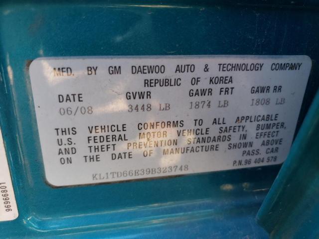 KL1TD66E39B323748 - 2009 CHEVROLET AVEO LS 蓝色 照片 12