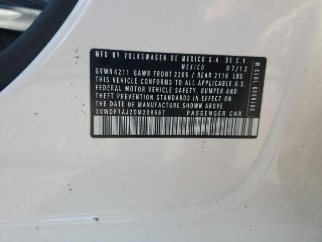 3VWDP7AJ2DM208667 - 2013 VOLKSWAGEN JETTA SE WHITE photo 12