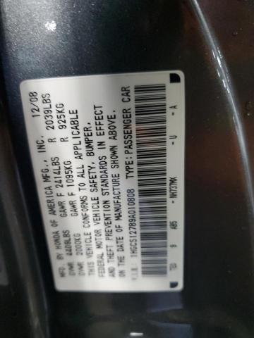 1HGCS12789A010808 - 2009 HONDA ACCORD EX GRAY photo 13