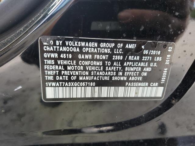1VWAT7A3XGC057180 - 2016 VOLKSWAGEN PASSAT S BLACK photo 12