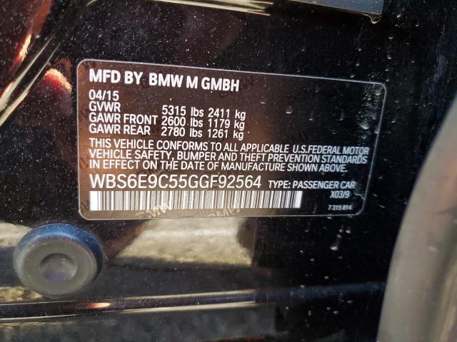 WBS6E9C55GGF92564 - 2016 BMW M6 GRAN COUPE BLACK photo 12
