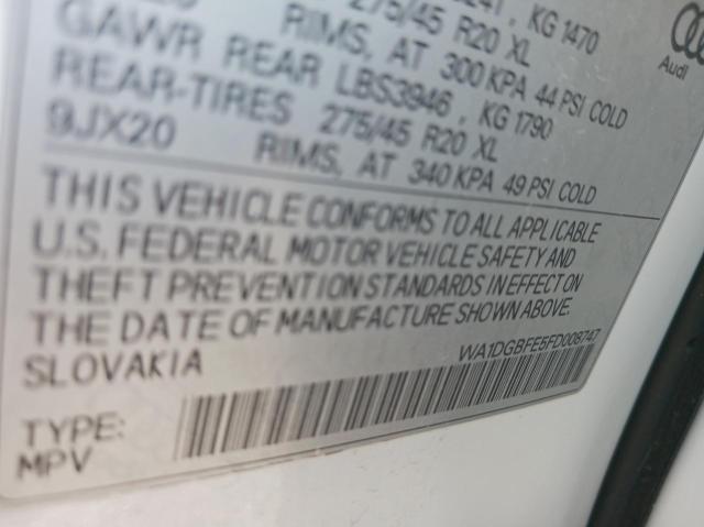 WA1DGBFE5FD008747 - 2015 AUDI Q7 PRESTIGE 白色 照片 10