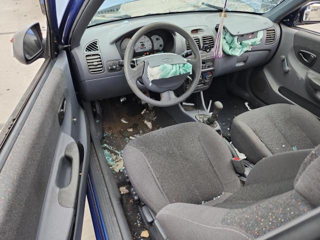 KMHCG35C22U161535 - 2002 HYUNDAI ACCENT GS BLUE photo 8