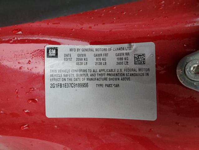 2G1FB1E37C9189956 - 2012 CHEVROLET CAMARO LT RED photo 12