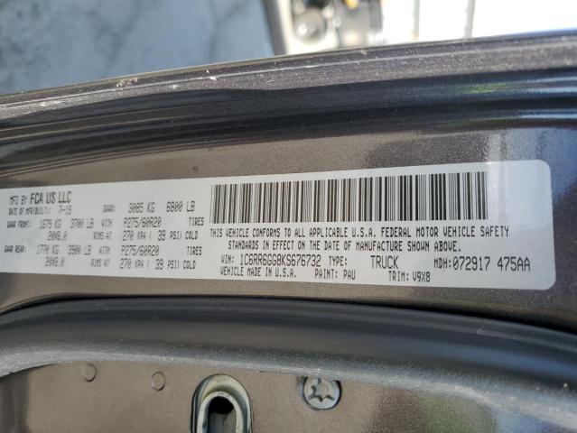 1C6RR6GG8KS676732 - 2019 RAM 1500 CLASS SLT Қара фото 12