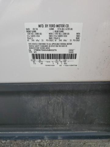 1FM5K7D85JGB03279 - 2018 FORD EXPLORER XLT WHITE photo 14